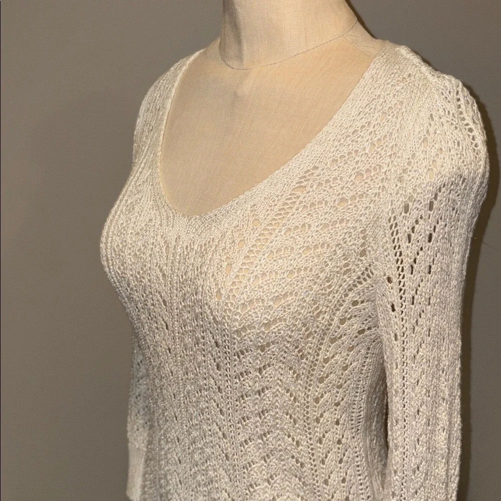 White House Black Market Crochet V-Neck Sweater Size XS - Picture 4 of 11